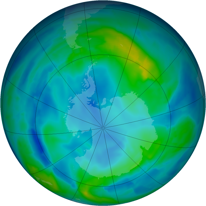Antarctic ozone map for 11 May 2009
